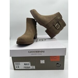 Giani Bernini Women's Brennin Faux Suede Almond Toe Ankle Boots S 6 Tan Zipper